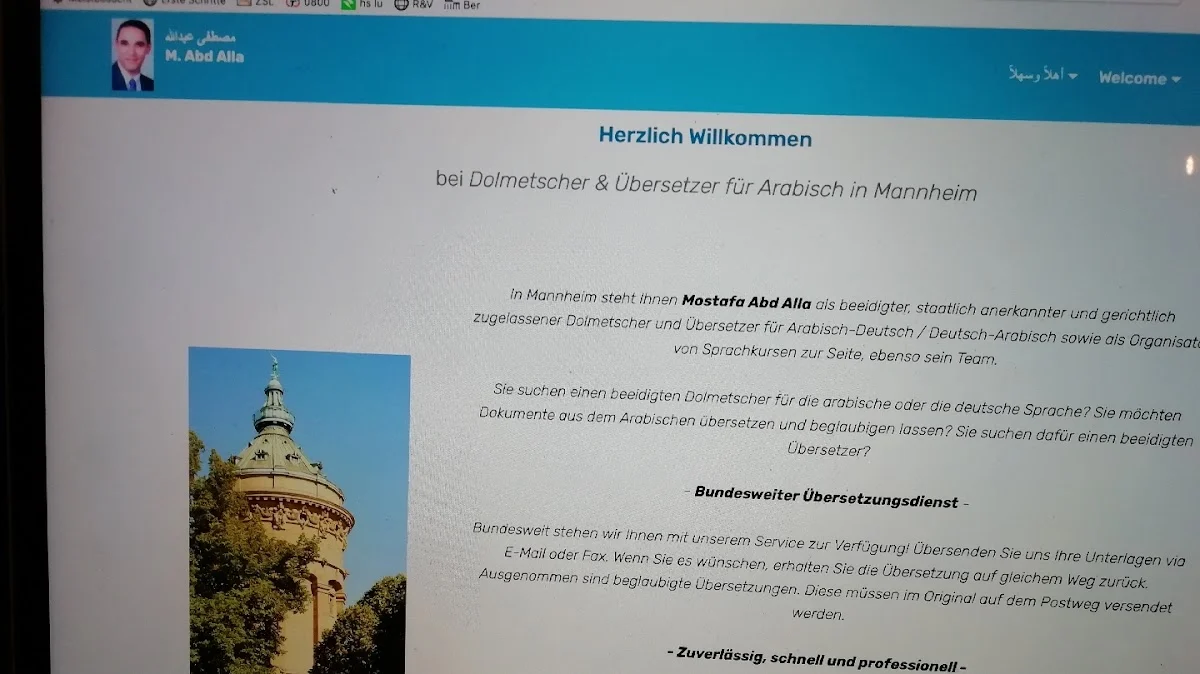 Abd Alla Übersetzungsbüro Mannheim Arab., Engl., Franz., Dari, Paschtu, Somali, Farsi, Urdu, Alban., usw.- مترجم معتمد‎