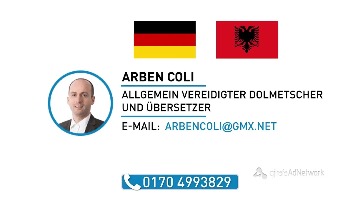 Arben Coli - Dolmetscher und Übersetzer für Albanisch und Deutsch